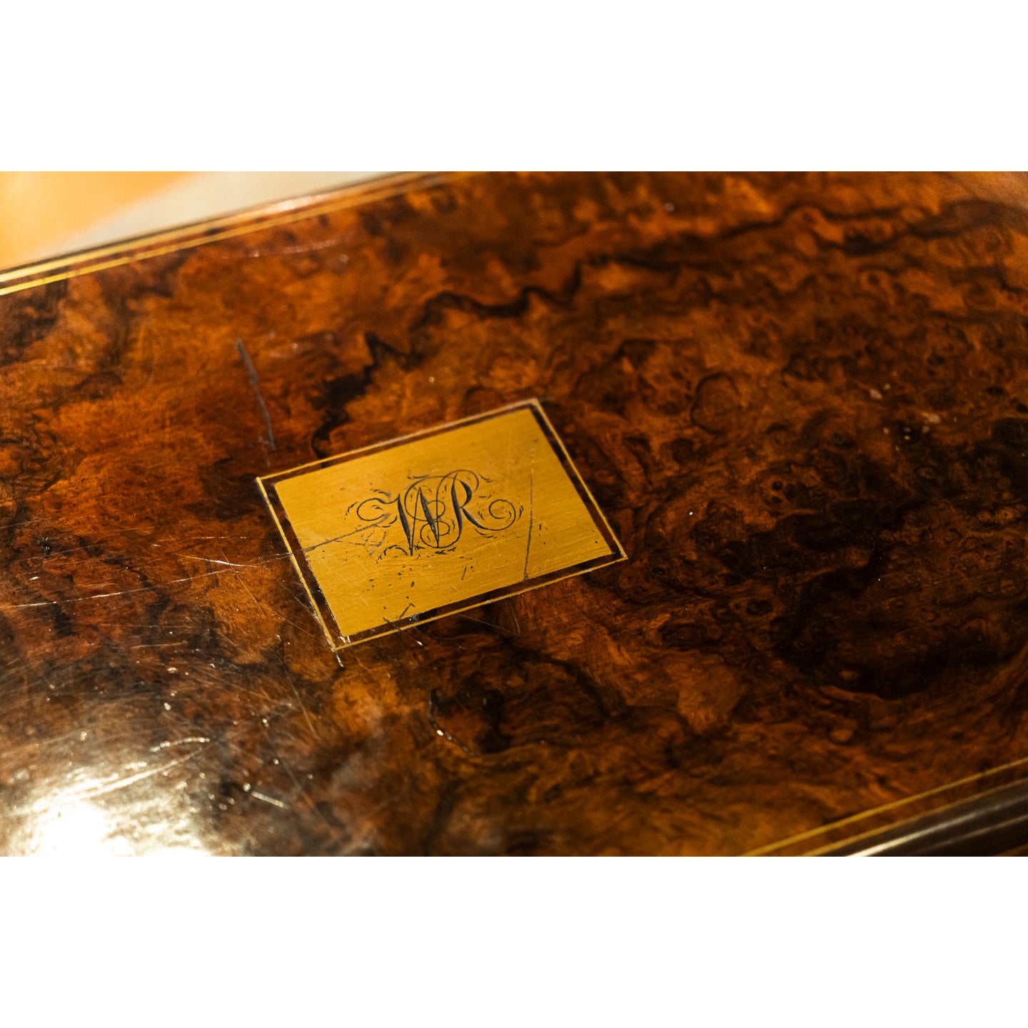 19th Century Brass Bound Walnut Writing Slope