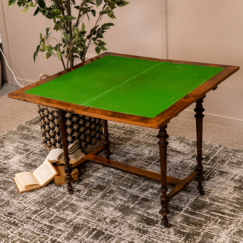19th Century Walnut Cross banded fold over Card Table