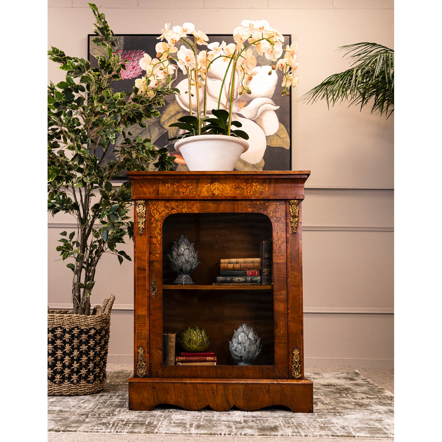19th Century Walnut Marquetry and Gilt Brass Mounted pier Cabinet