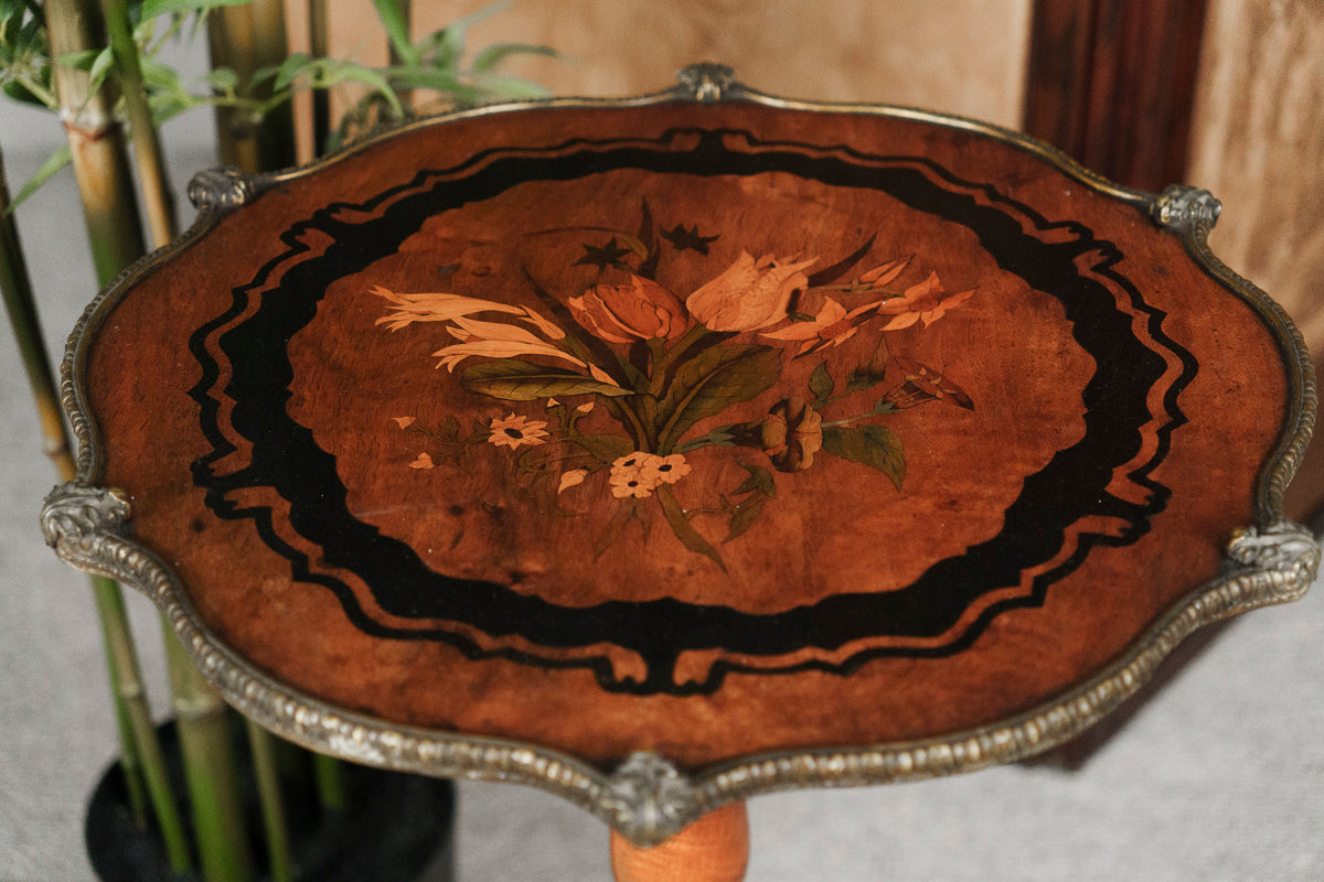 Antique 19th Century Walnut & Rosewood Inlaid French Occasional Table