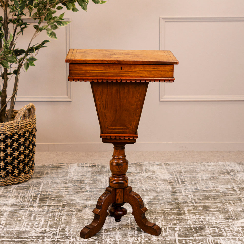 19th Century Walnut and Turnbridge Ware Work Box