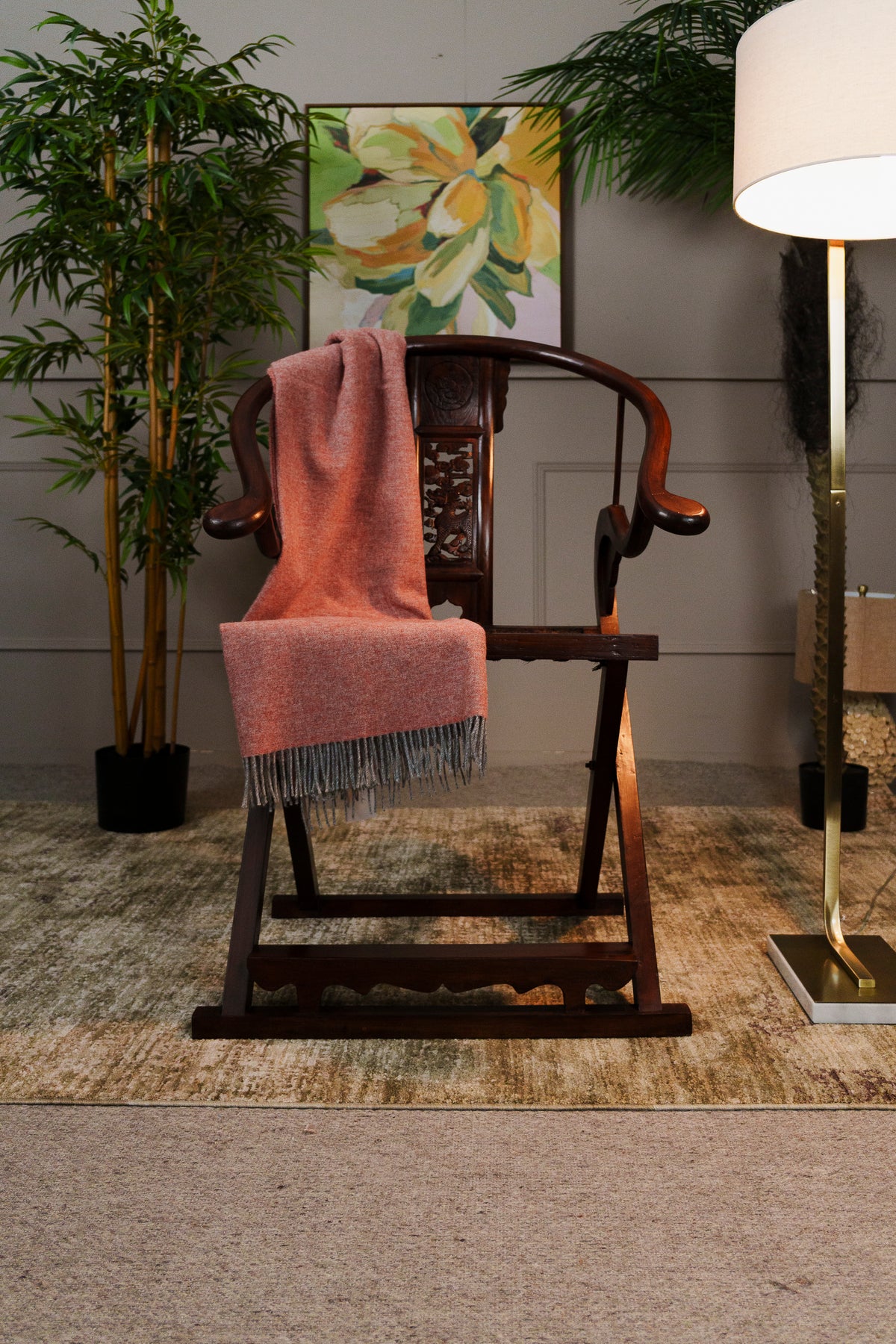 Antique Chinese Hardwood Horseshoe Back Armchair