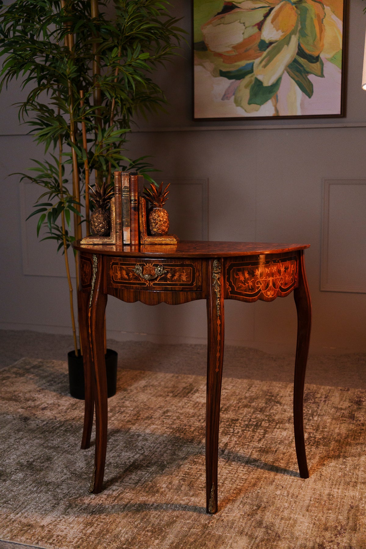 Antique Continental Kingwood Marquetry Side Table