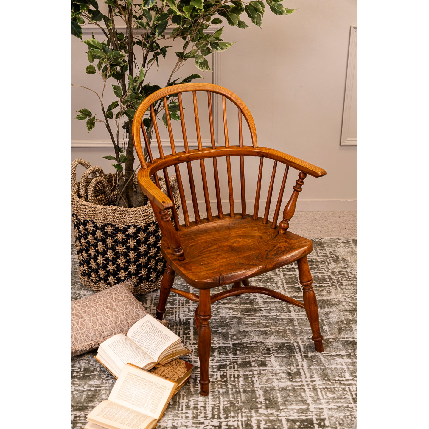Antique Elm Windsor Hoop Back Chair