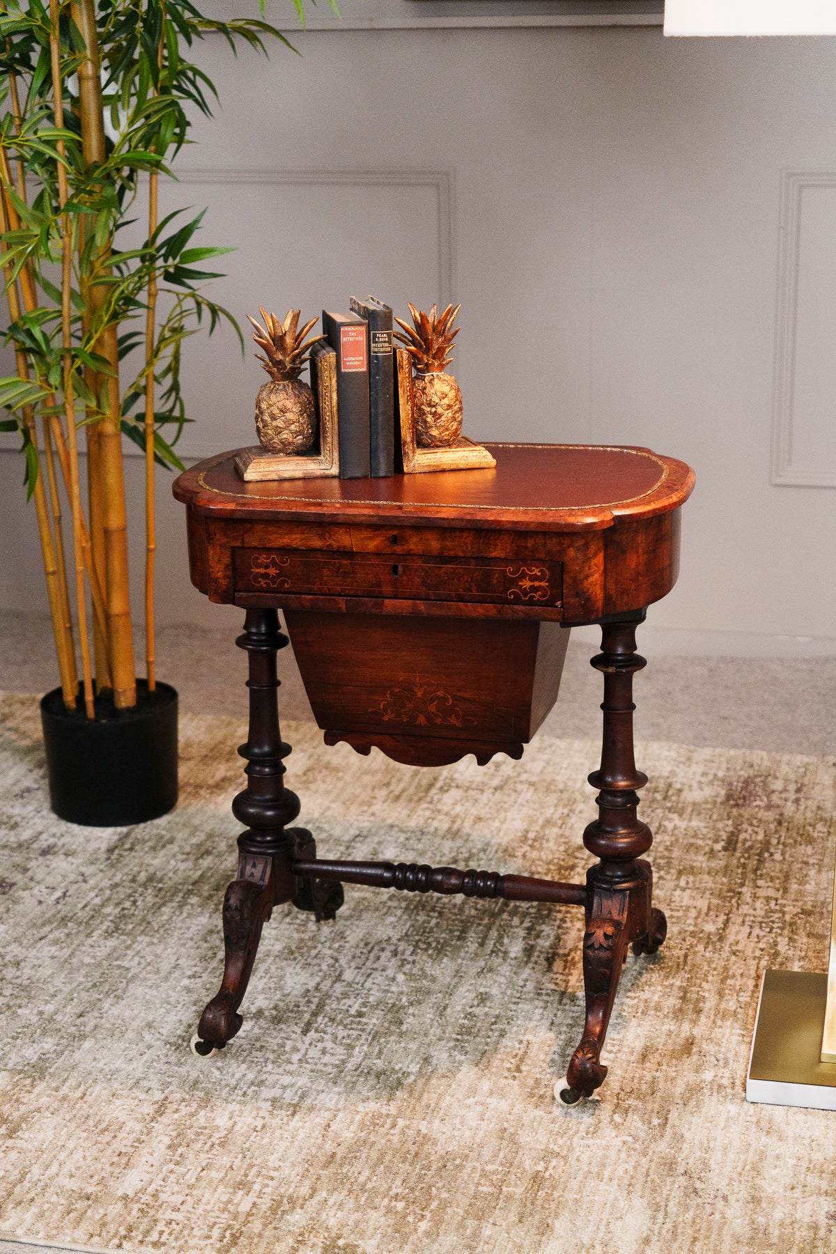 Antique Inlaid Walnut Writing Work Table
