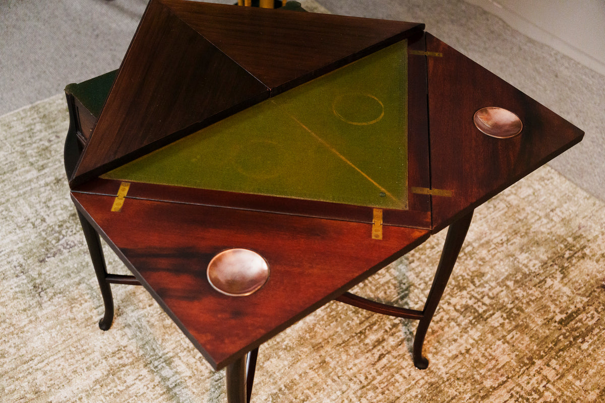 Antique Mahogany Envelope Card Table