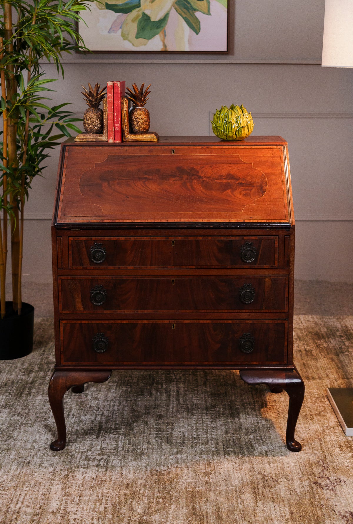 Antique Mahogany Inlaid Writing Bureau