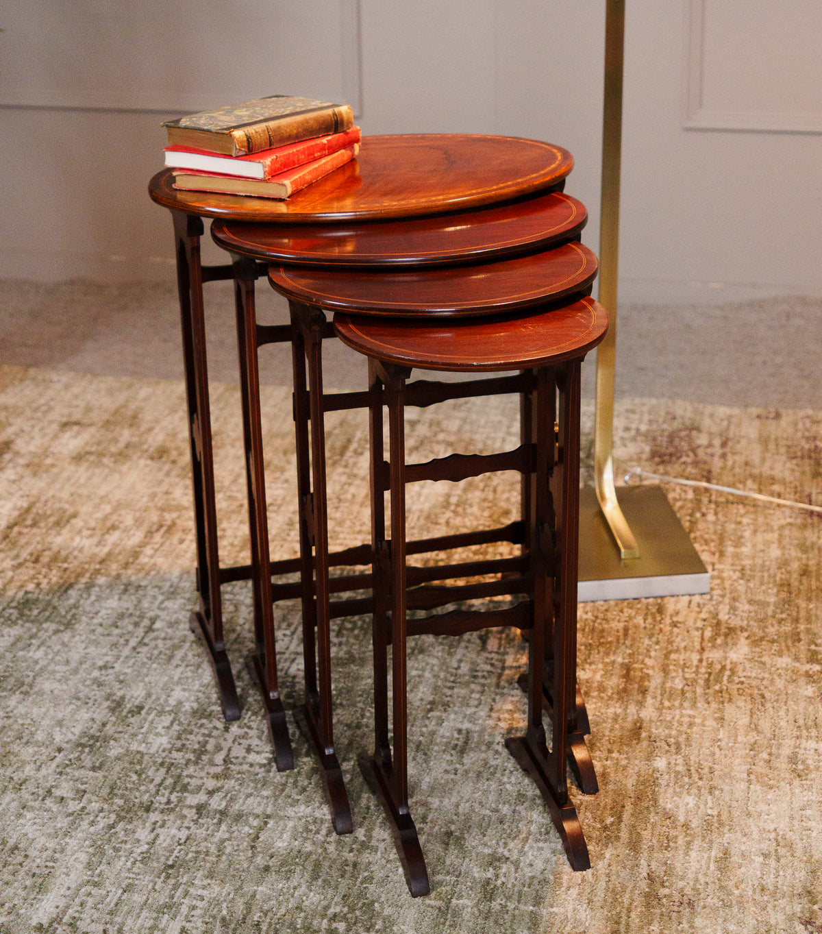 Antique Nest of Four Edwardian Mahogany Occasional Tables