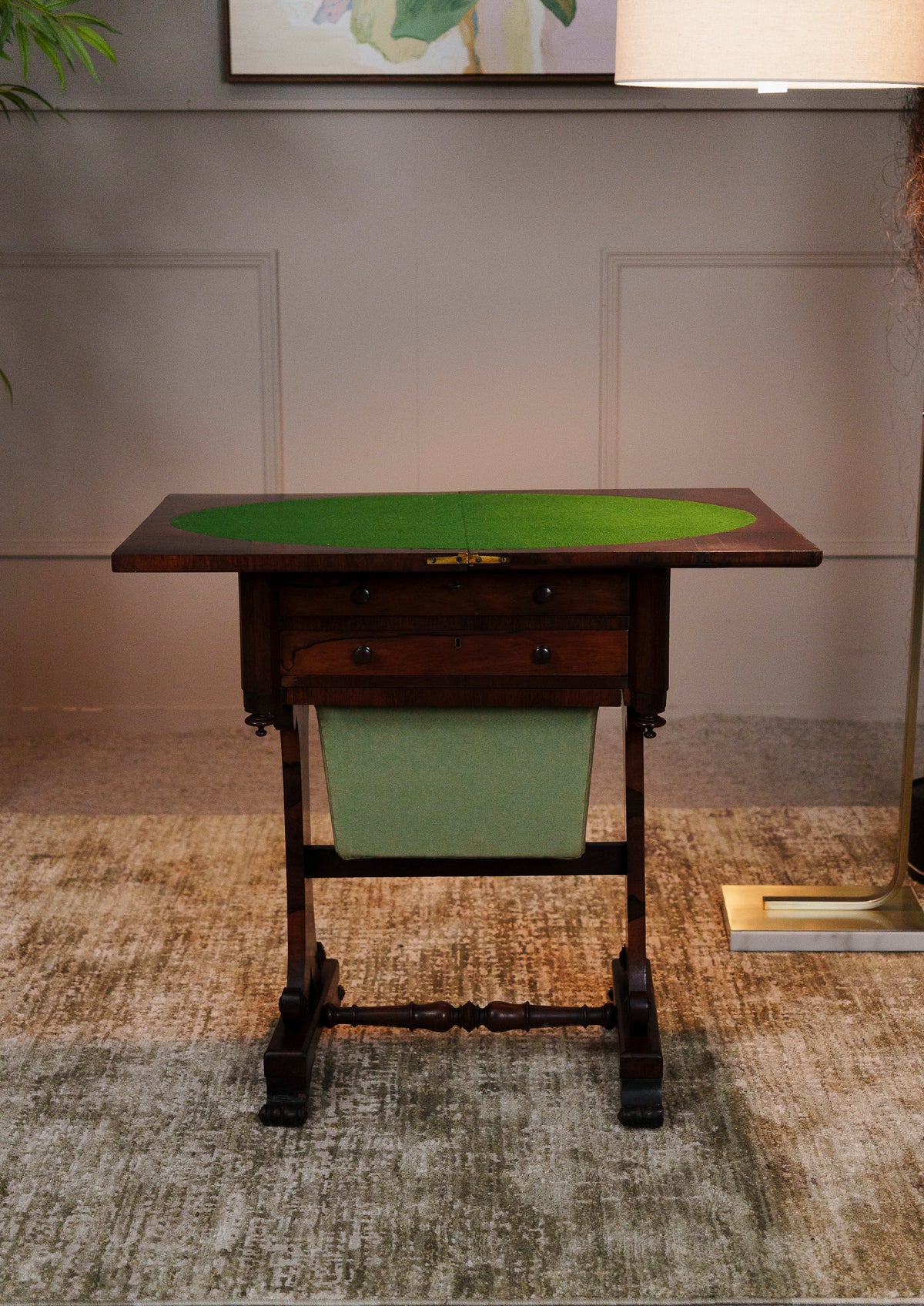 Antique Rosewood Turnover-Top Games Table