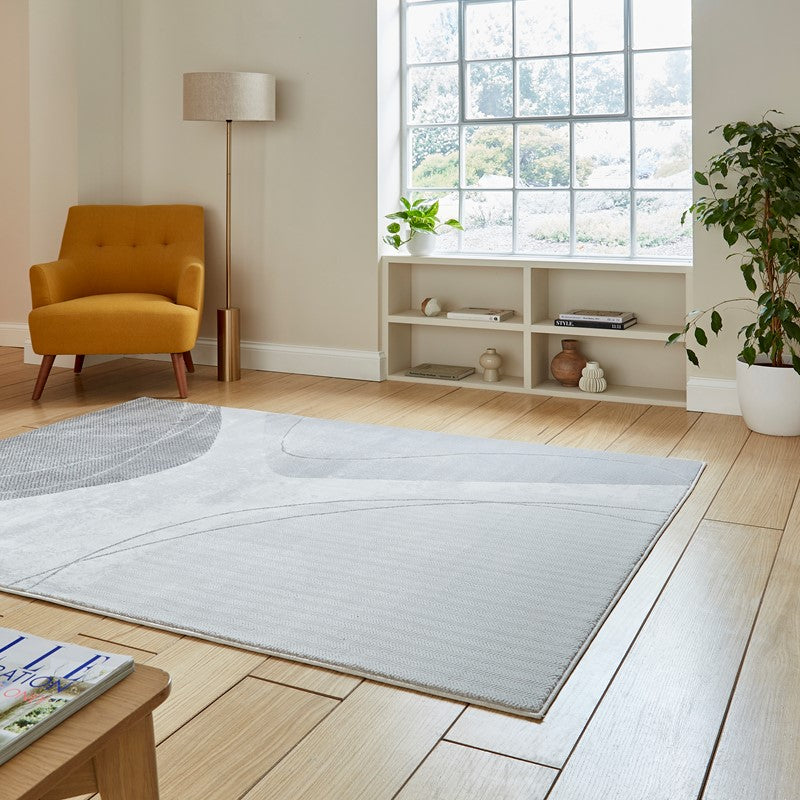Apollo Contemporary Modern Rug in Grey and Silver
