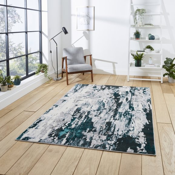 Apollo Grey and Green Rug with Abstract Design