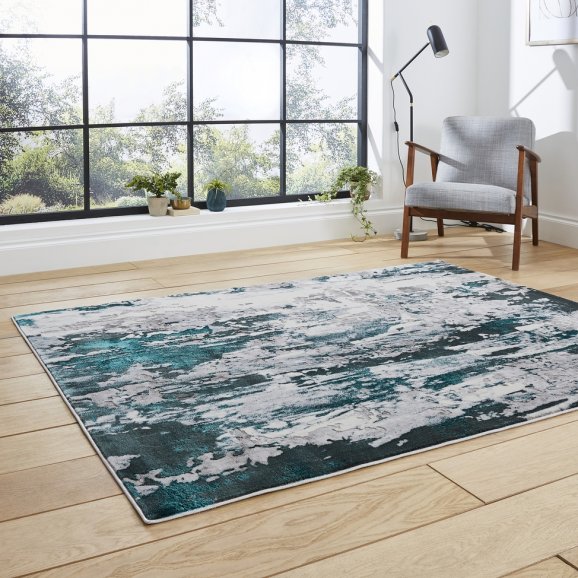Apollo Grey and Green Rug with Abstract Design