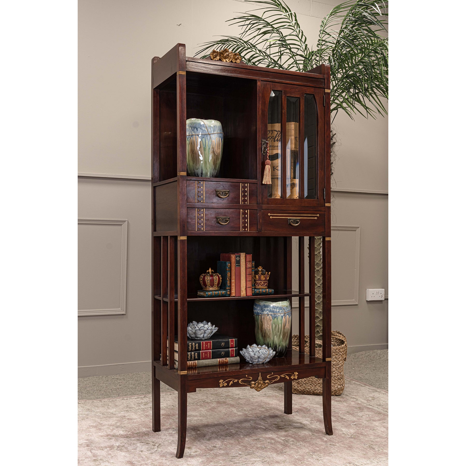 Art Nouveau Mahogany Gilt Cabinet