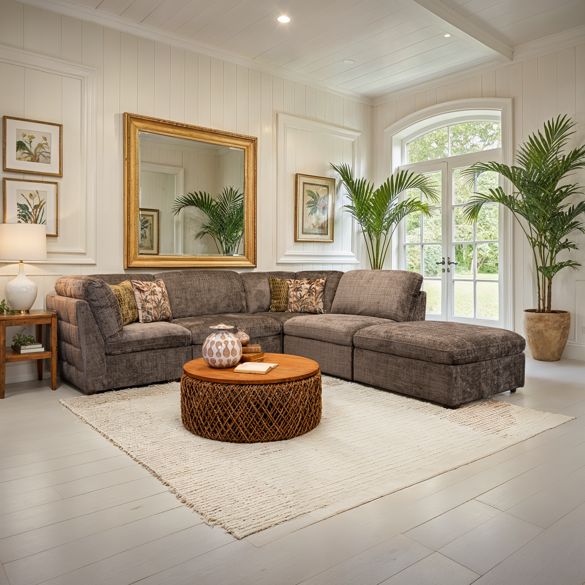 Avoca Sectional Corner Sofa Grey including footstool