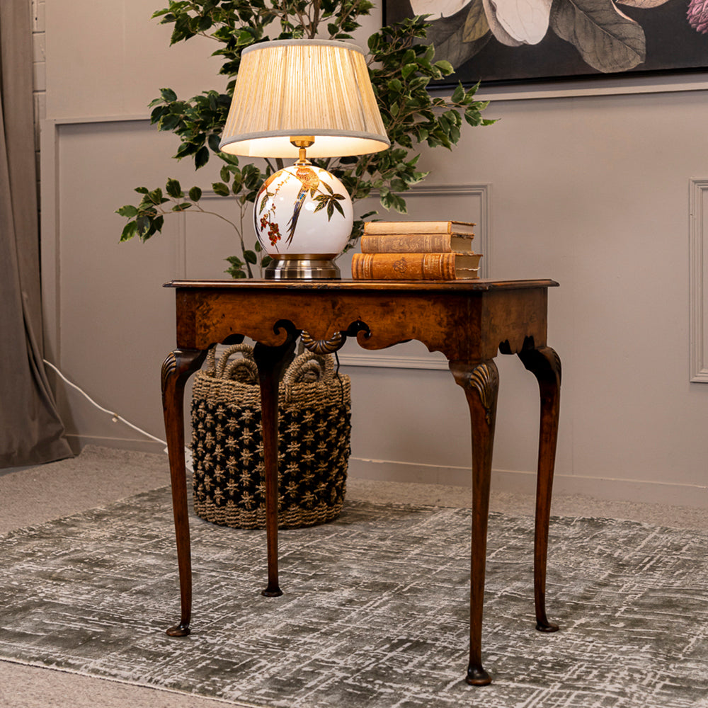 Burr Walnut and Mahogany Inlaid Side Table