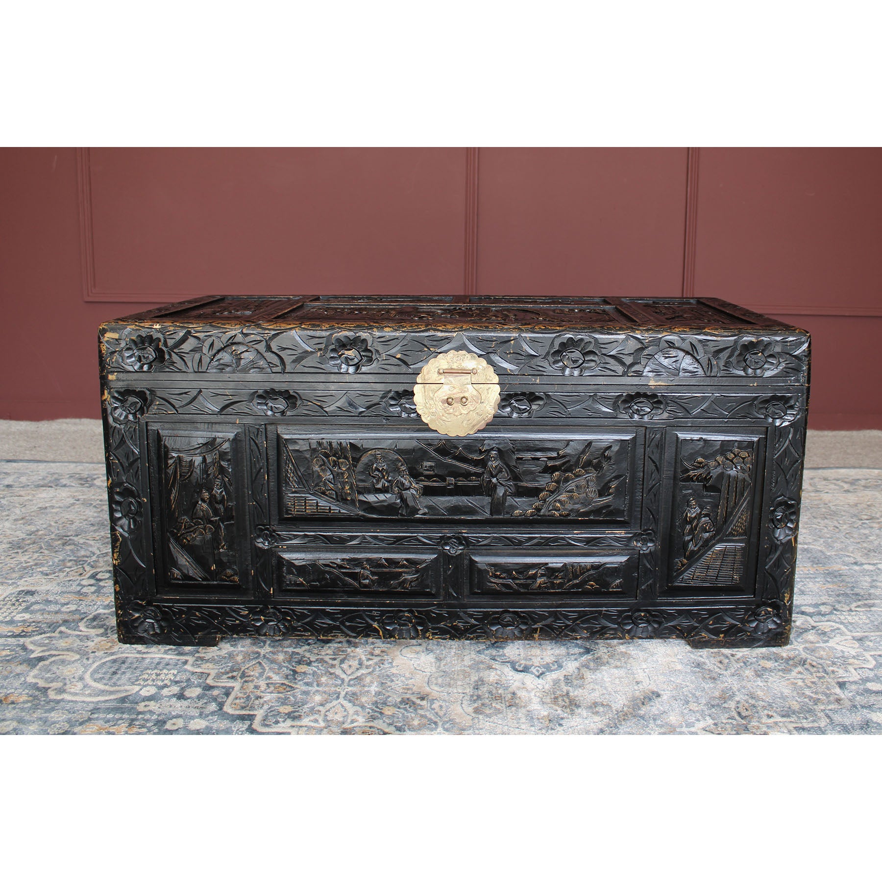 Chinese Black Lacquered Trunk
