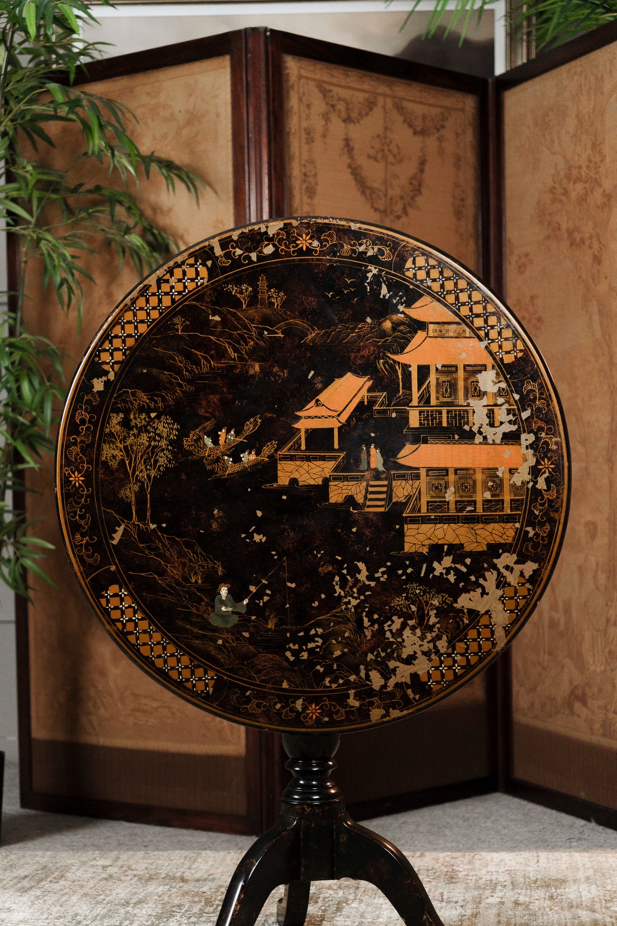 Chinoiserie Round Top up Occasional Table