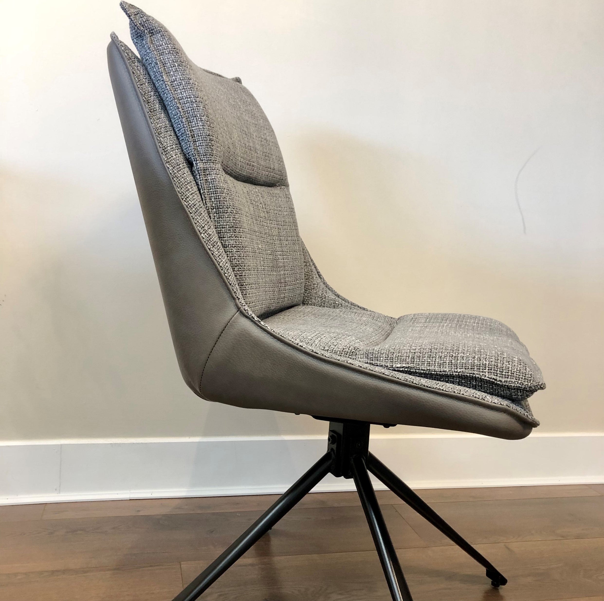 Daly Grey Dining Chair side view close up