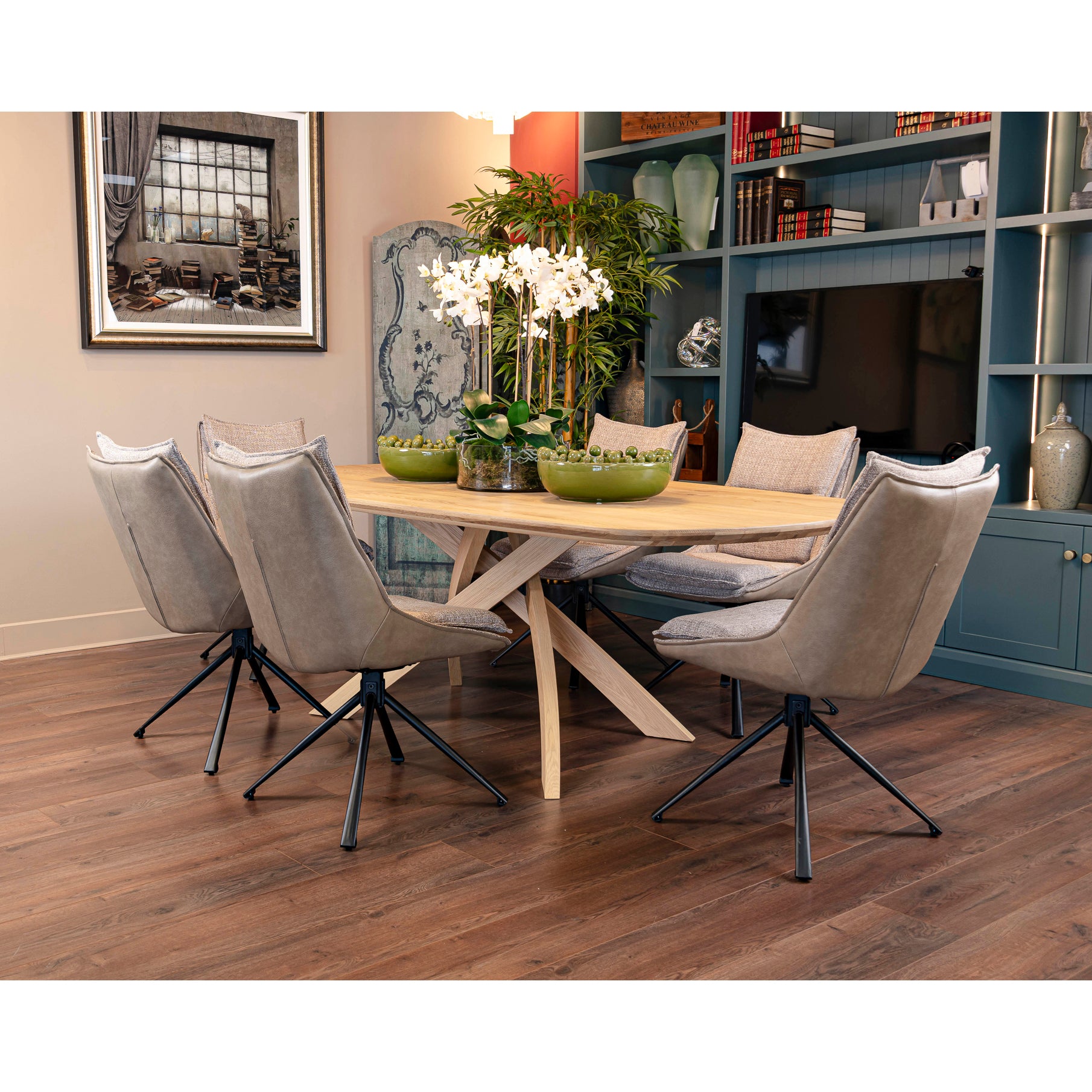 Daly Swivel Dining Chair Light Brown set of 6