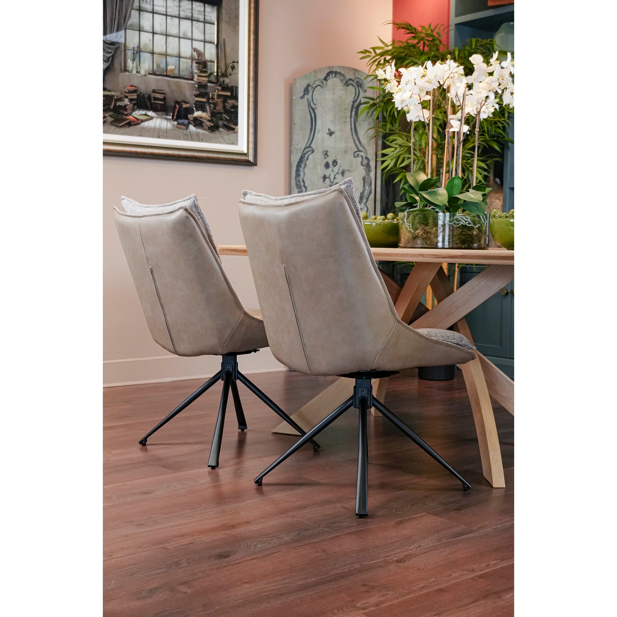 Daly Swivel Dining Chair Light Brown