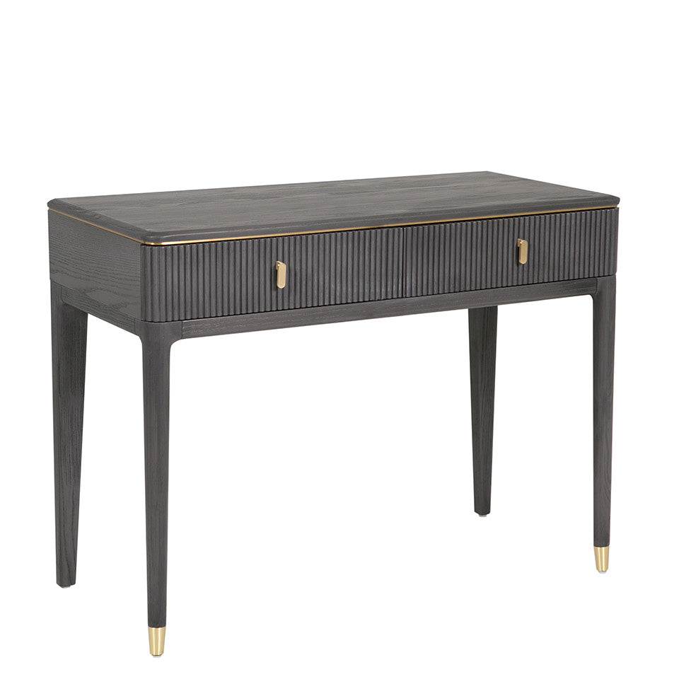 Diletta 2-Drawer Ribbed Ebony Dressing Table
