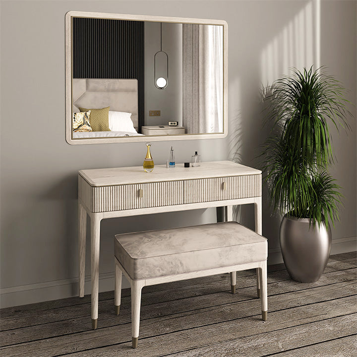 Diletta Dressing Stool - Stone Sand Velvet