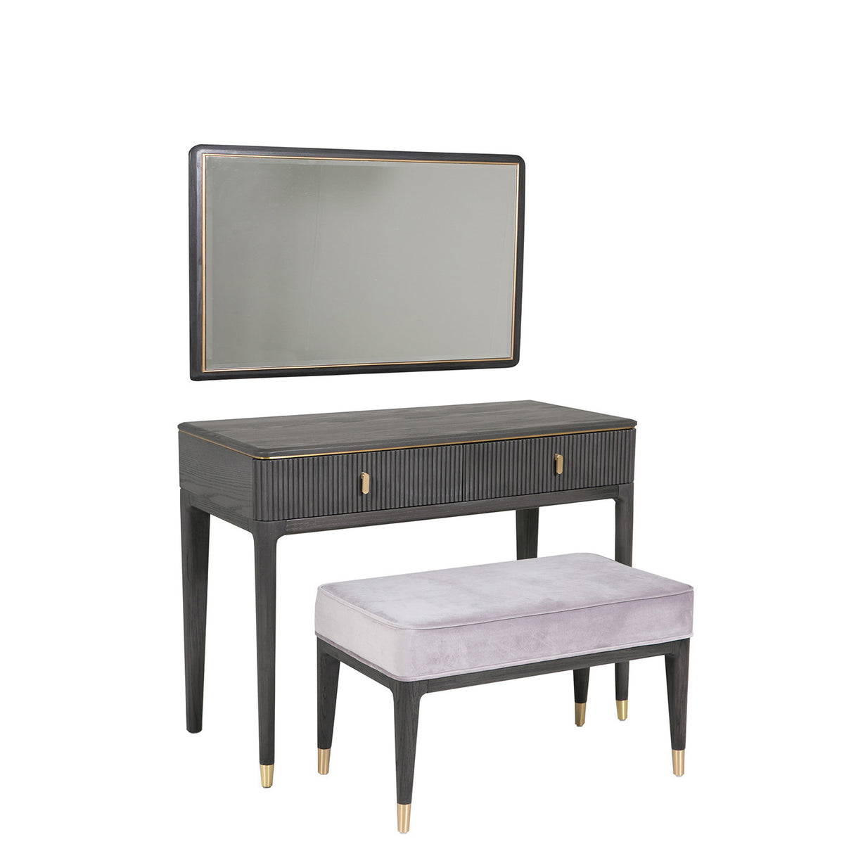 Diletta Dressing Table, Mirror and Stool Set Ebony