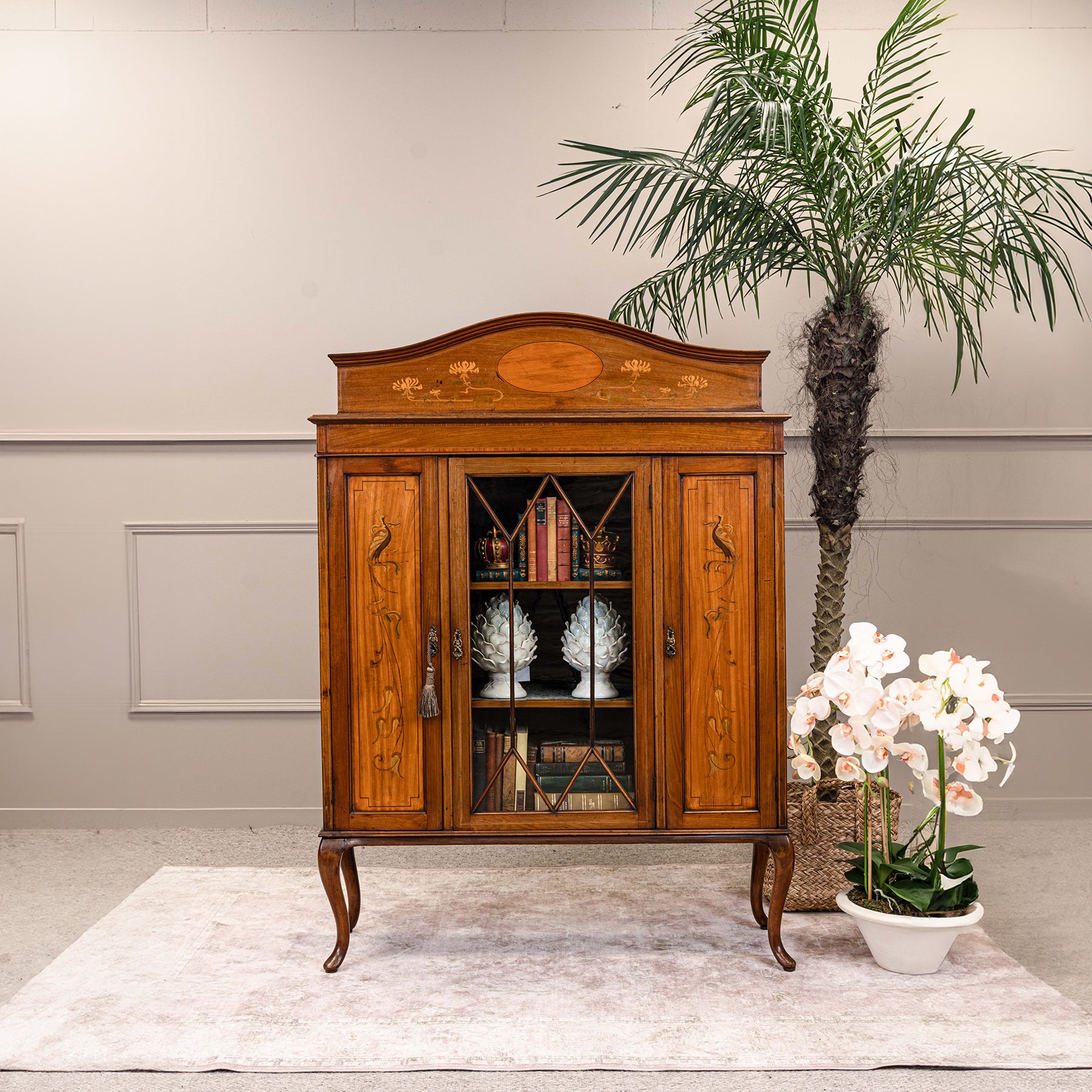 Edwardian Mahogany and Satinwood Inlaid Display Cabinet