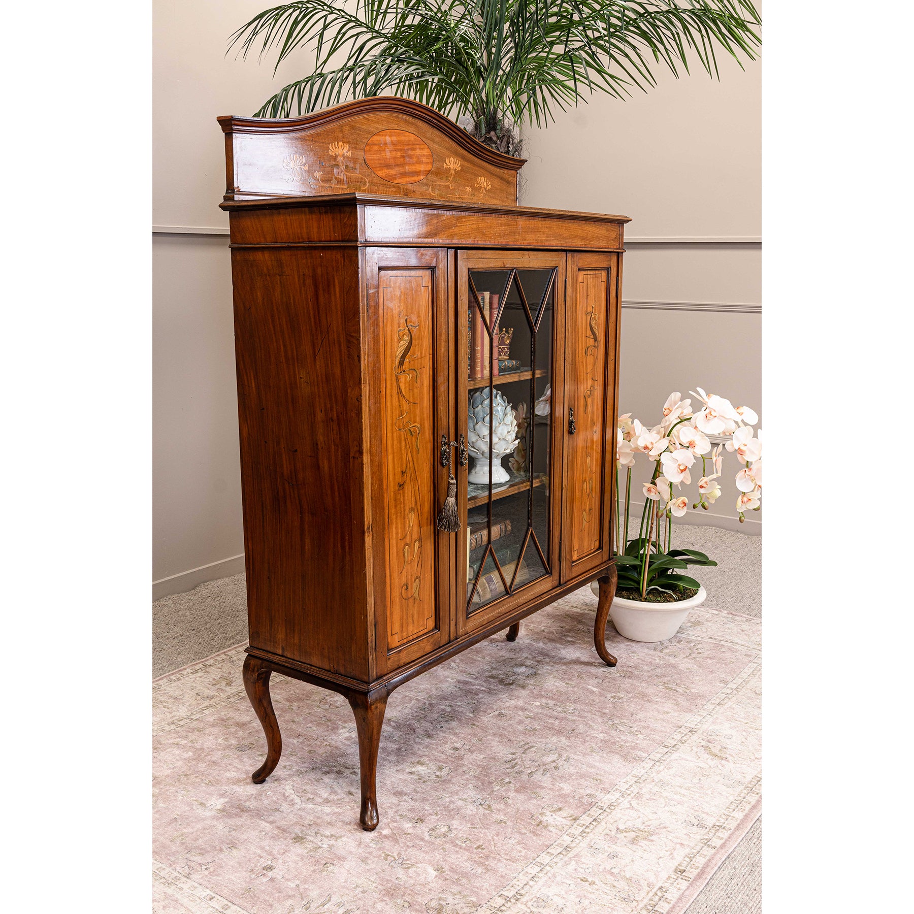 Edwardian Mahogany and Satinwood Inlaid Display Cabinet