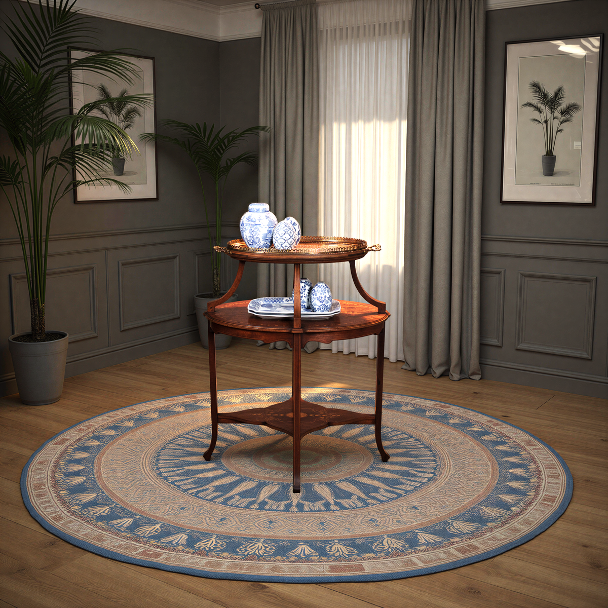 Edwardian Mahogany and Satinwood Inlaid Two Tier Etagere