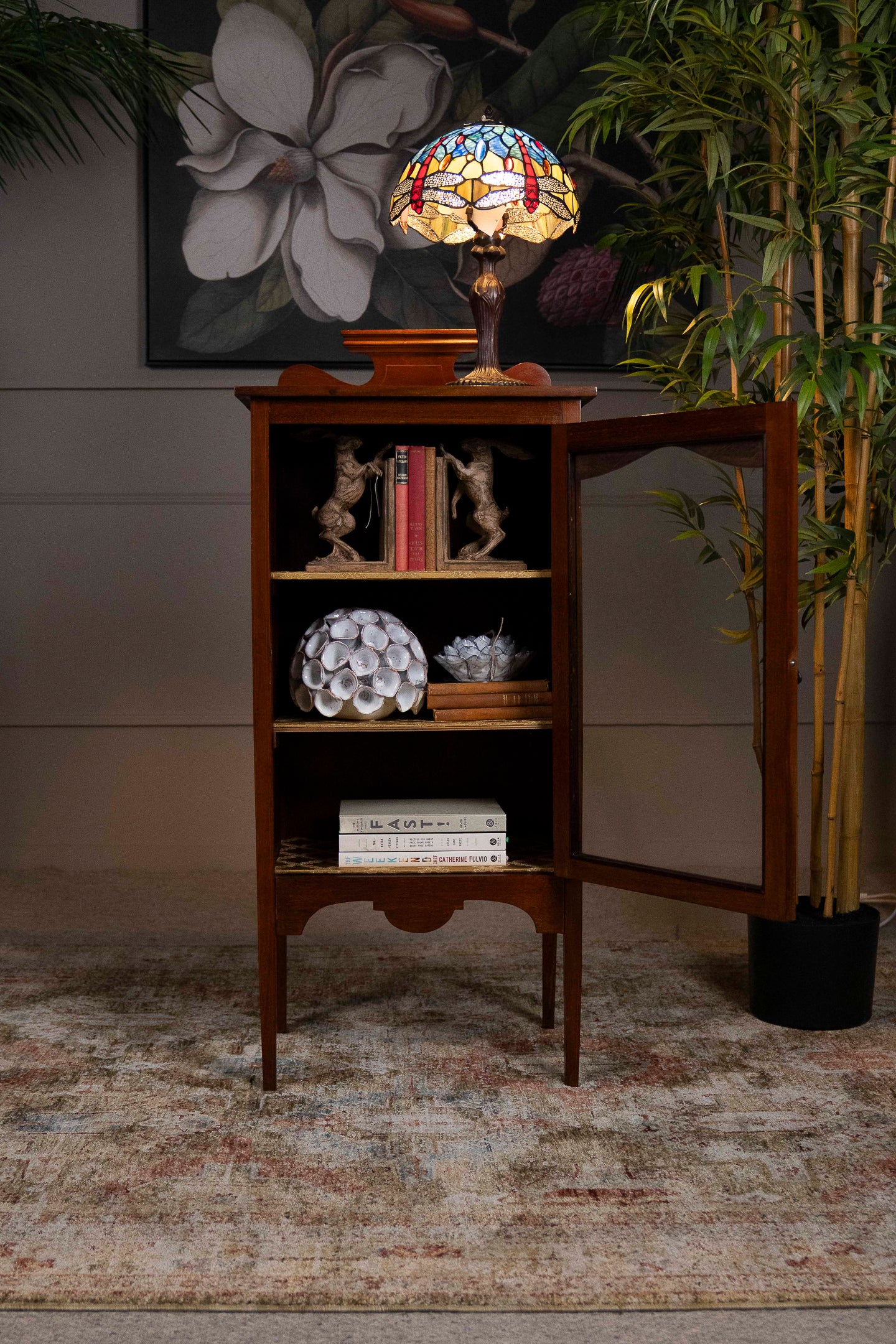Edwardian inlaid Mahogany Glazed Music Cabinet
