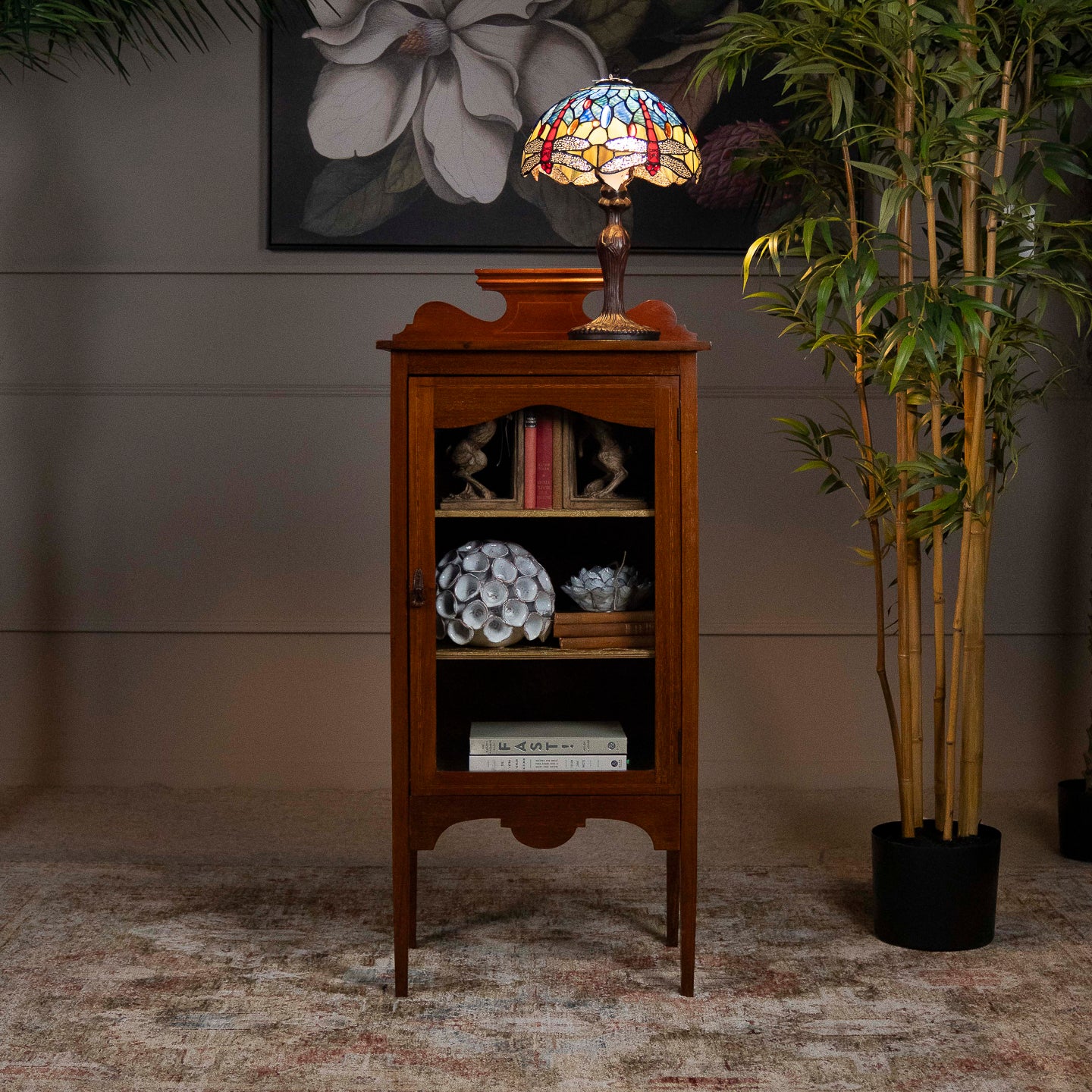 Edwardian inlaid Mahogany Glazed Music Cabinet
