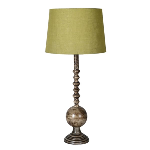 Emerald Crest Table Lamp with Olive Green Linen Shade