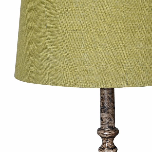 Emerald Crest Table Lamp with Olive Green Linen Shade