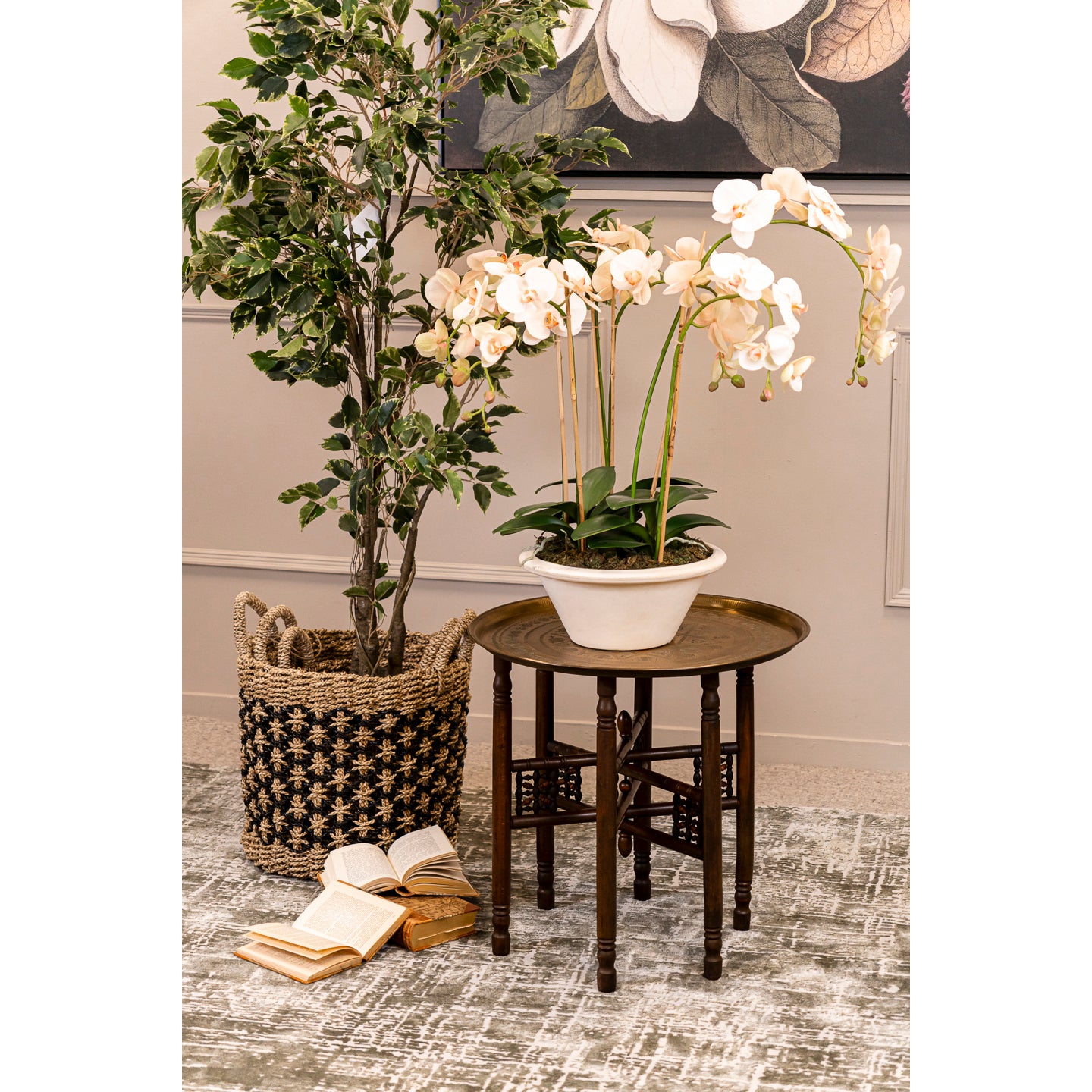 Vintage Brass Engraved Tray Stand