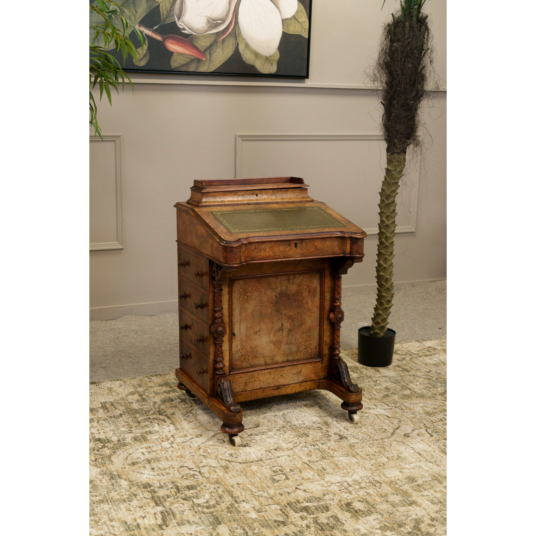 Victoiran Walnut and Satinwood Davenport