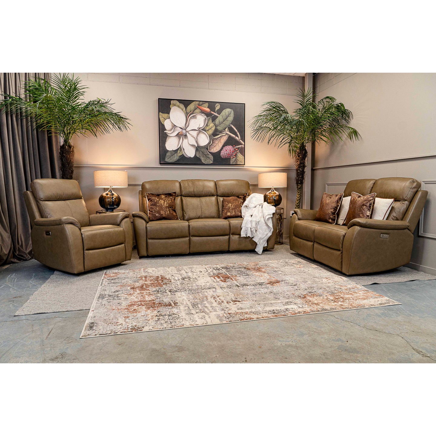 Havana 3 Seater Power Recliner - Leather