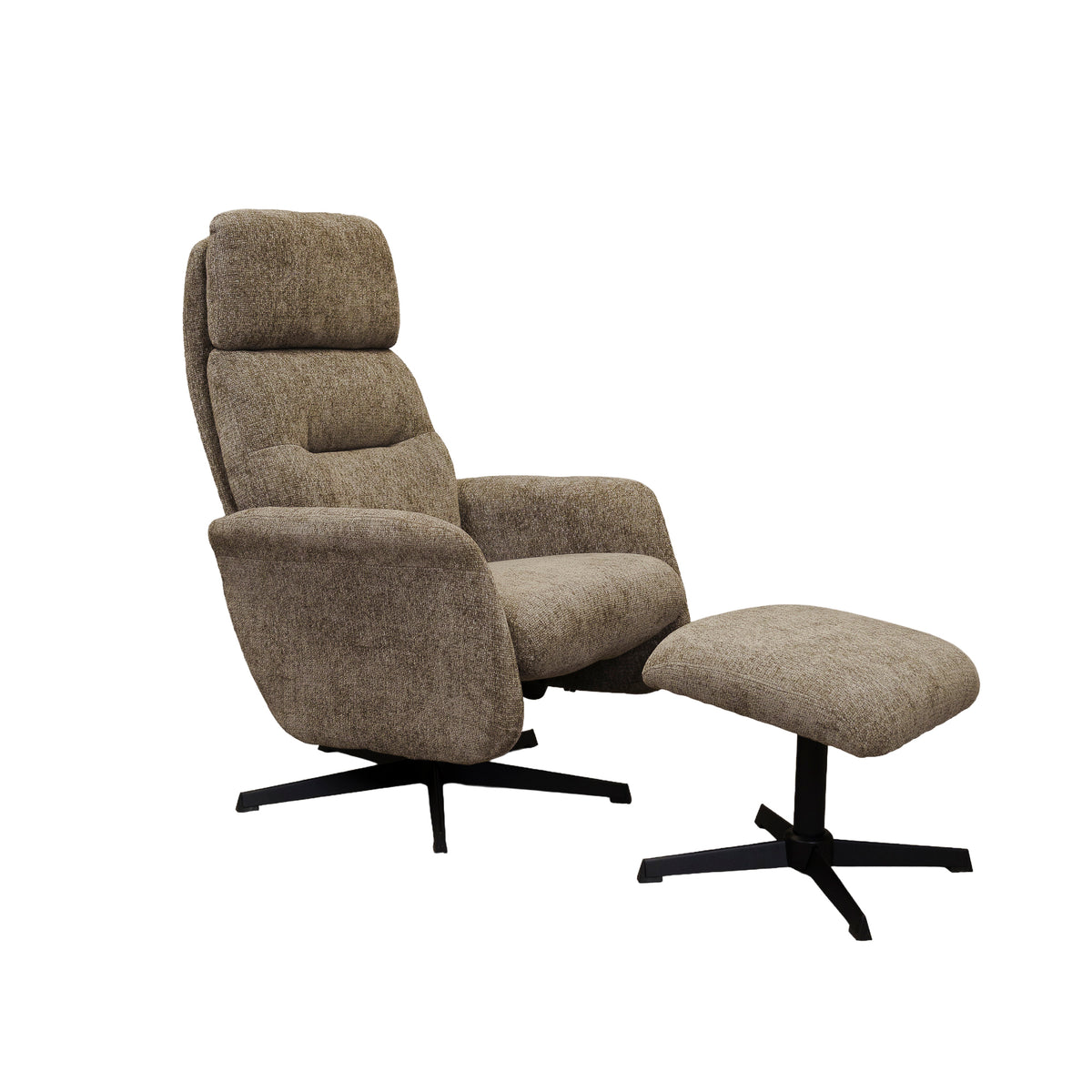 Hazel Recliner Chair & Stool -Beige
