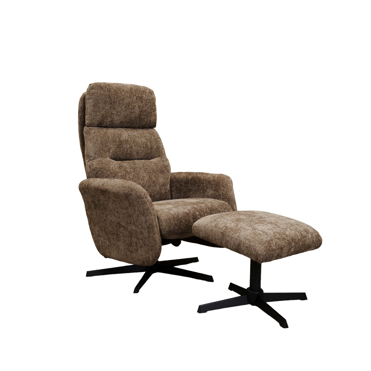 Hazel Recliner Chair & Stool -Brown