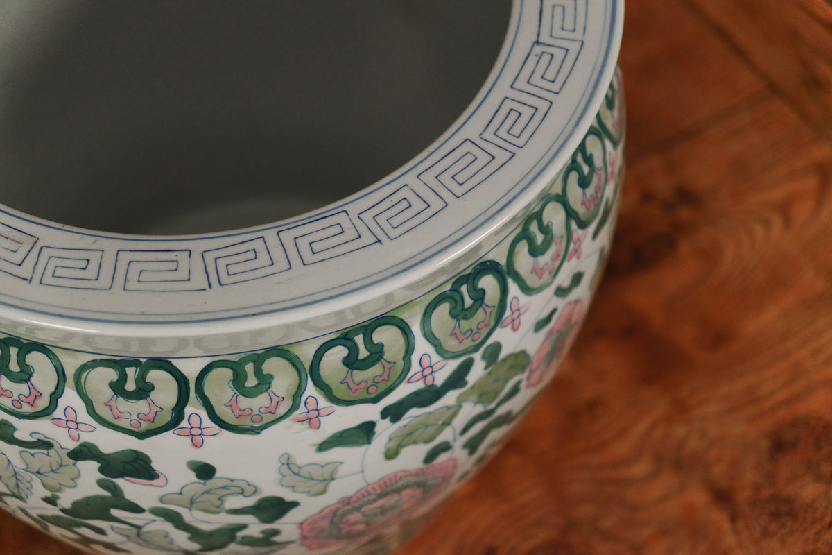 Antique Chinese Famille Verte Ceramic Planter