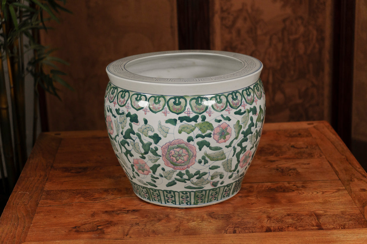 Antique Chinese Famille Verte Ceramic Planter