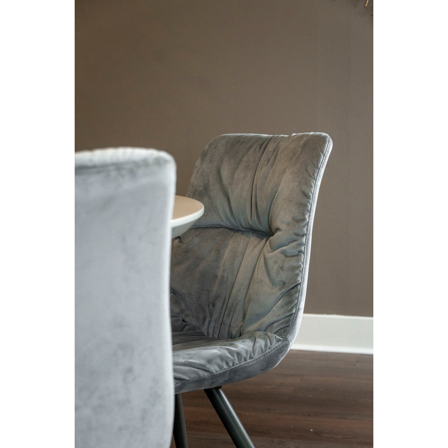 Lola Round Dining table and 4 x Light Grey Anna Dining chairs - Bundle Deal