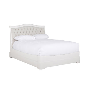 Mabel 4ft6 Bone Bed Frame with upholstered headboard side view