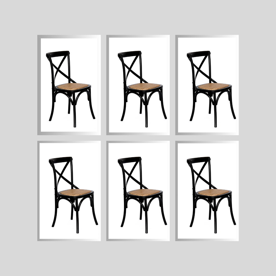 Malta Bentwood Bistro Cross Back Dining Chair - Black Set of 6