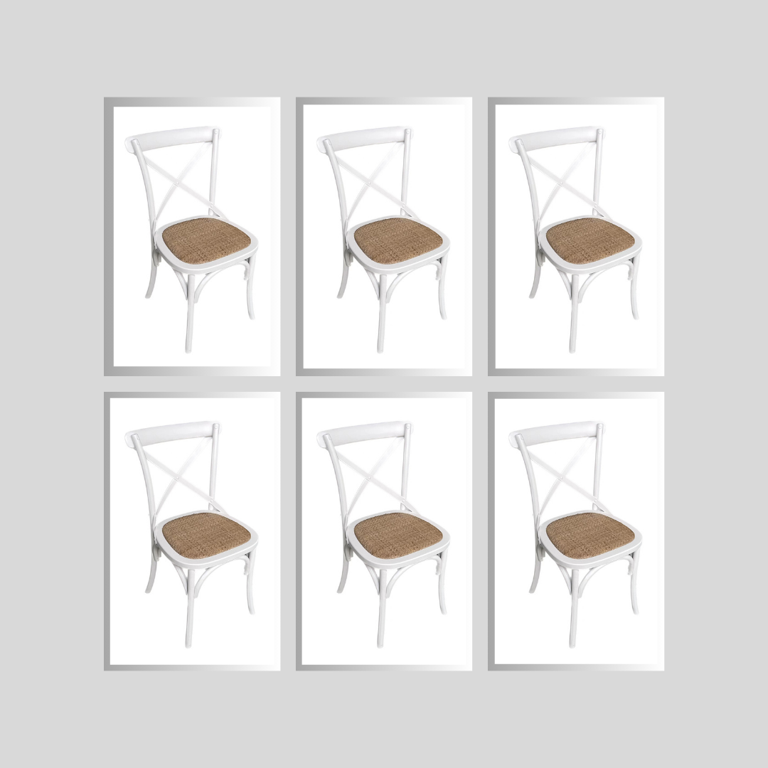 Malta Bentwood Bistro X-Back Dining Chair - White Set of 6