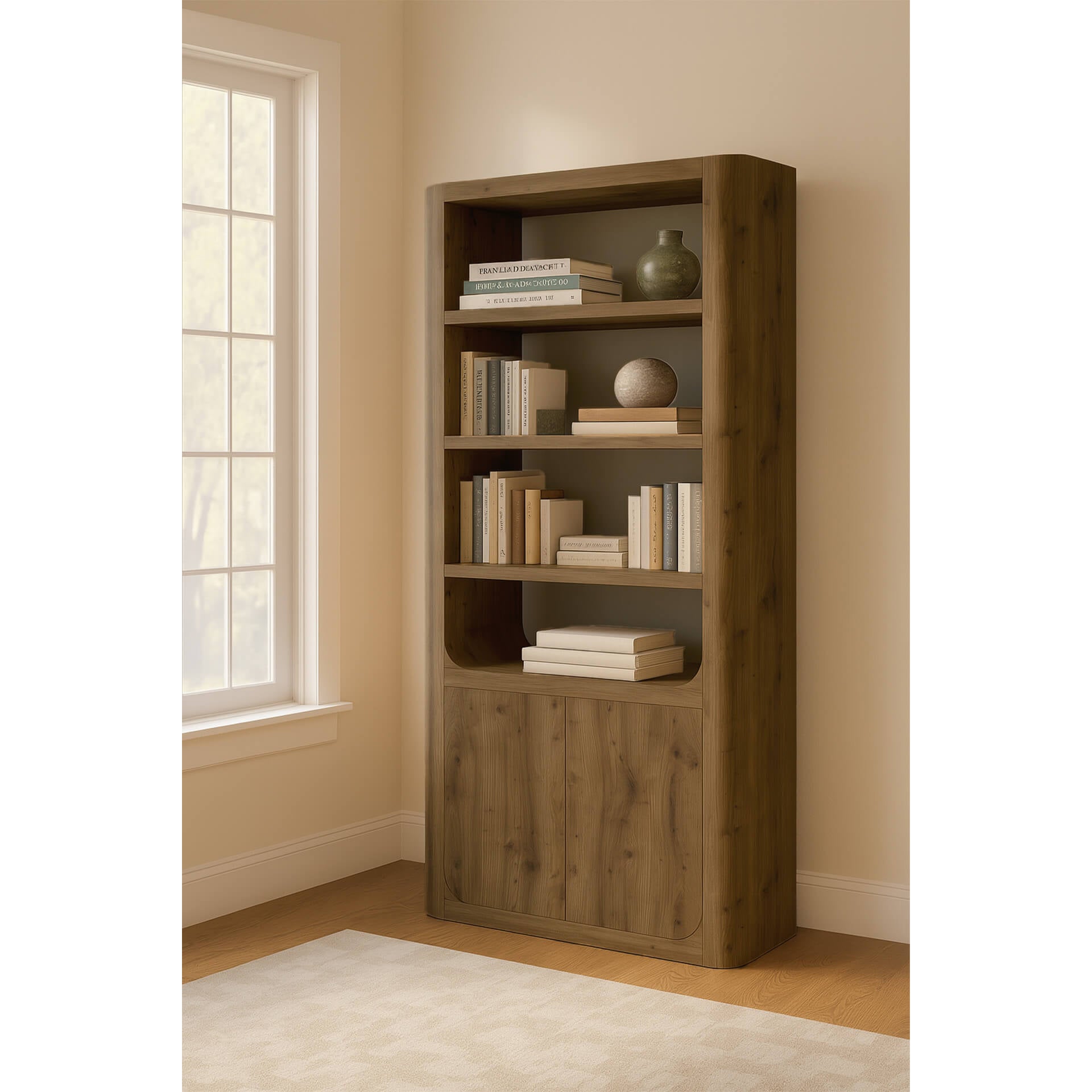 Massimo Tall Display Cabinet ā Cashew Wood
