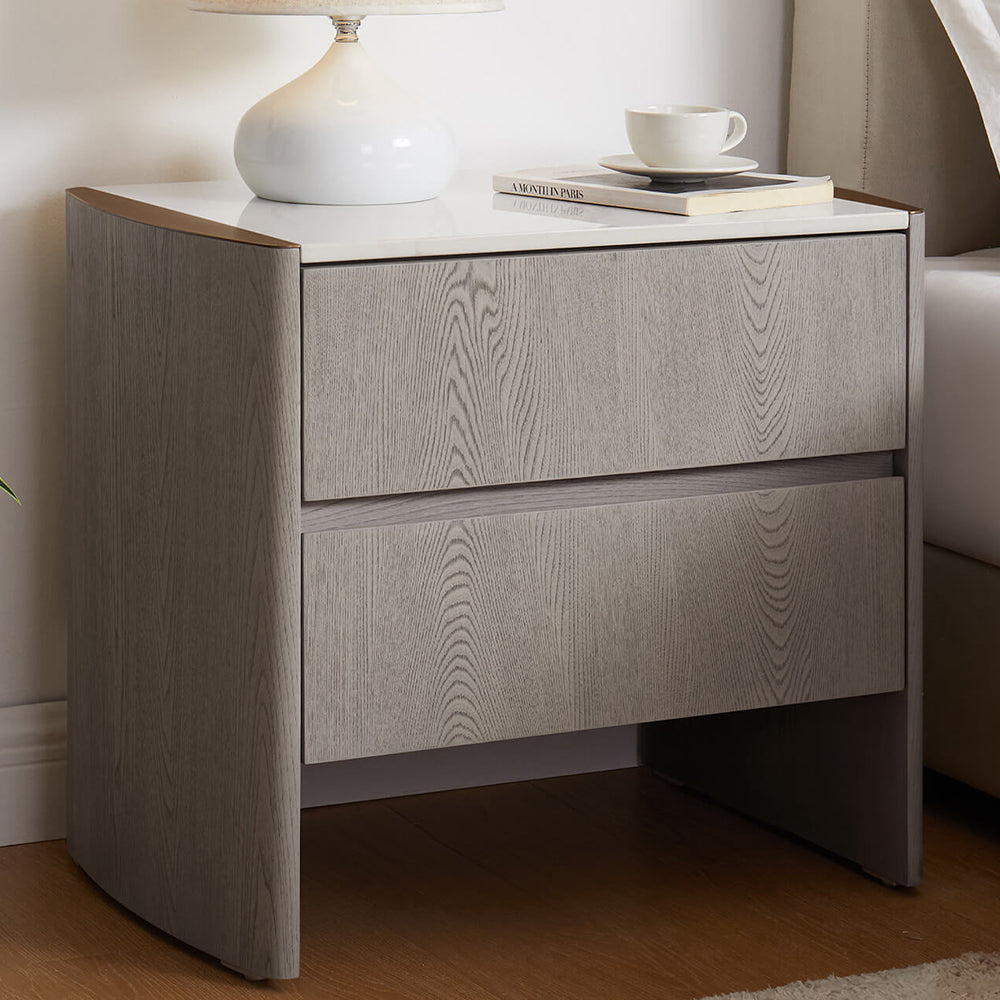 Mondello 2 Drawer Bedside Table Washed Oak