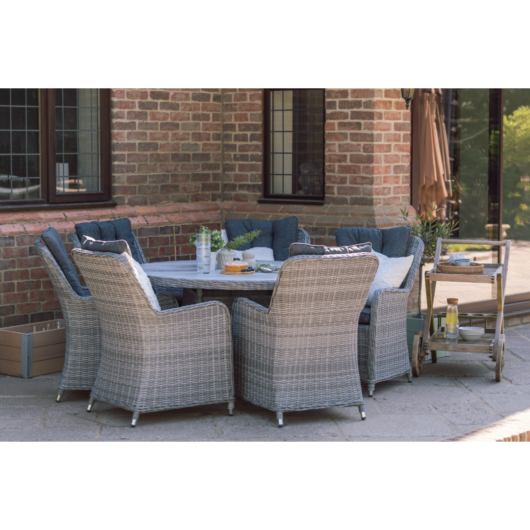 Muckross 6 Seater Round Dining Set – Grey