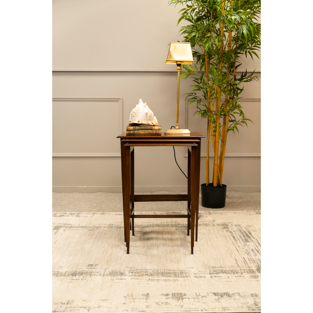 Nest of 3 Mahogany Inlaid Crossbanded Tables