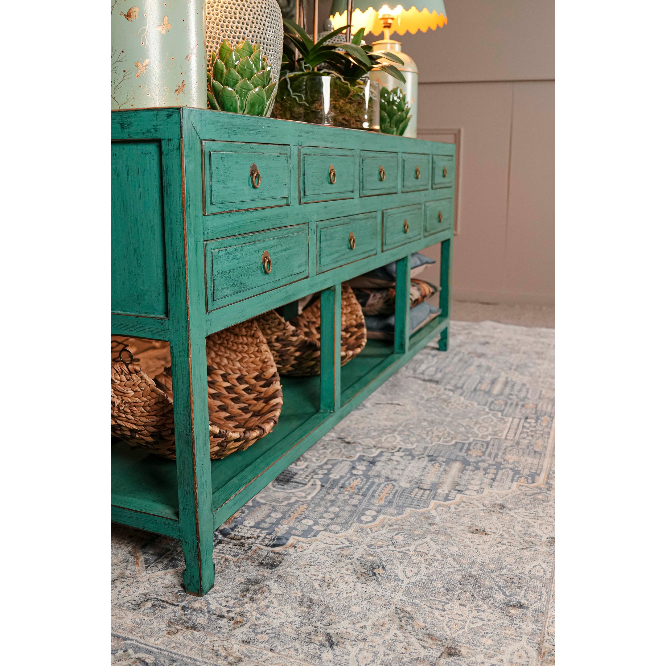 Pine Painted Cabinet 9 Drawer